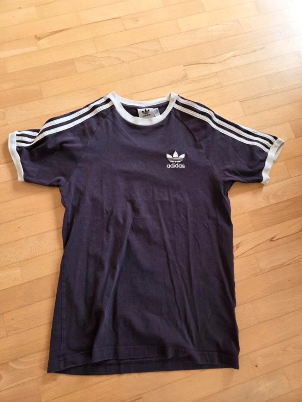 Adidas Originals 3-Stripes Tee — Dark Purple, Size S